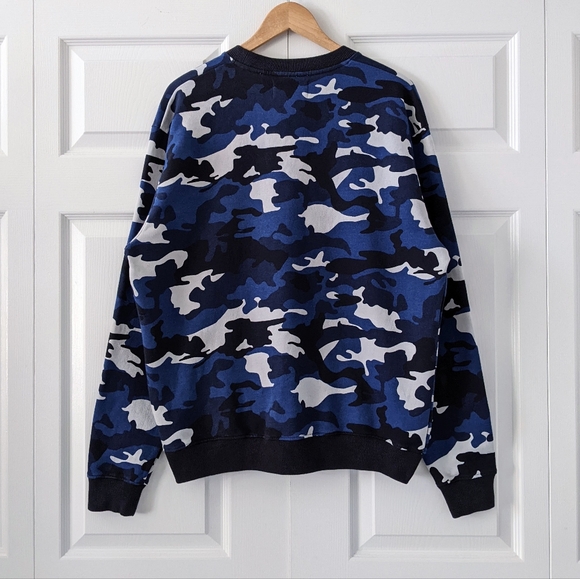 The Kooples X Sport Blue Camouflage Crew Sweatshirt | Size L - Picture 4 of 16
